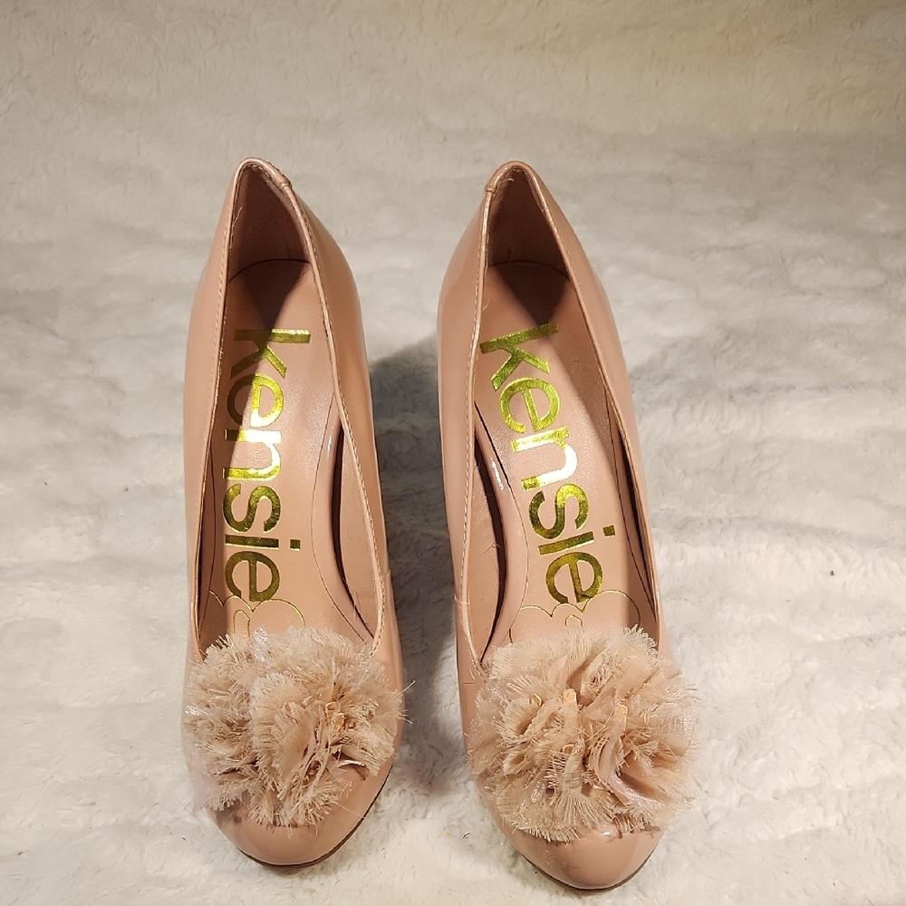 Kensie Women's Blush Heels with Floral Accent